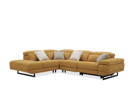 Hoeksalon Exeter 299x240cm - stof - chacha geel met relax