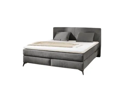 Boxspring Kira Max 180x200cm tissu gris foncé