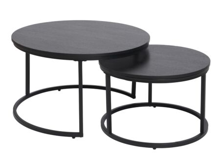 Salontafel rond zwart Ø70/Ø50cm set van 2