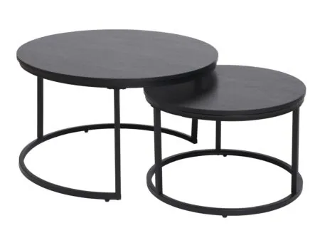 Plus Important - Table basse Ø70/Ø50cm - mélamine - nero lot de 2