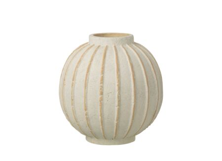 Vaas Bal gestreept H30cm - terracotta - gebroken wit