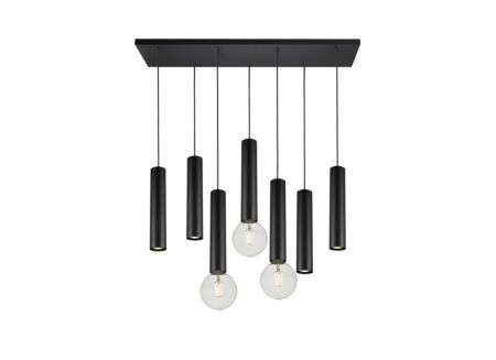 Suspension 90cm 4xGU10 3xE27 - aluminium - noir