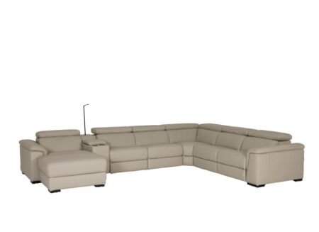 Hoeksalon Walk 413x303cm - leder - grijs met opbergruimte
