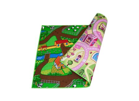 Speelmat Duoplay Farm Life/Sweet Town 95x133cm - stof - multicolor