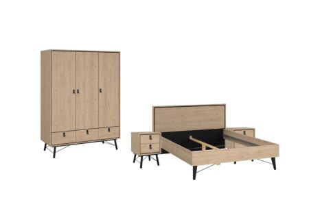 Slaapkamer Ry met bed 140x200cm - kleerkast 151cm en 2 nachtkastjes