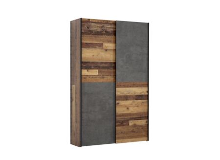 Schuifdeurkast Ozzula 120cm - decor - old wood vintage/beton
