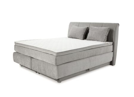 Boxspring Caren Normal 160x200cm - stof - grijs met opbergruimte