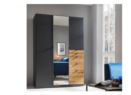 Kleerkast 136cm - decor - metallic grijs/artisanale eik
