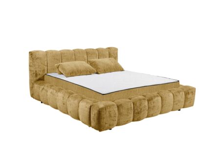 Gestoffeerd bed Bexley 160x200cm - stof - goud inclusief bodem en matras