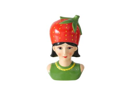 Vaas Aardbei H16,3cm - keramiek - groen/rood