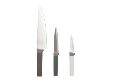 Mes roestvrij staal/kunststof set van 3