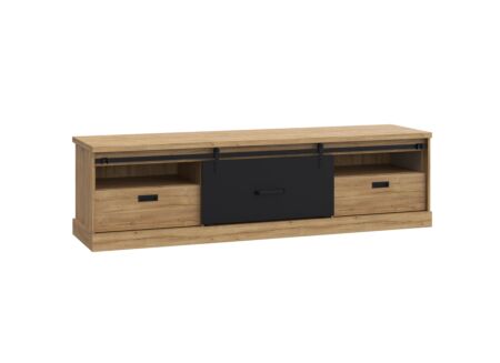 Tv-meubel Kaszimiro 203cm - meubelplaat - waterford eik/zwart