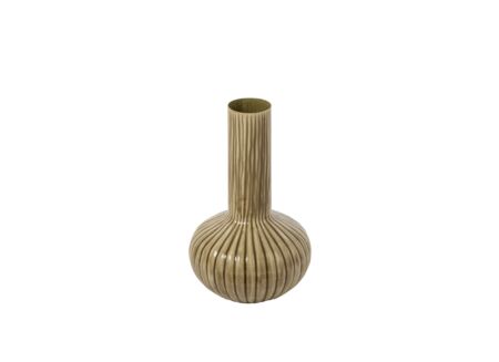 Vaas Ijzer H41cm - metaal - olijfgroen