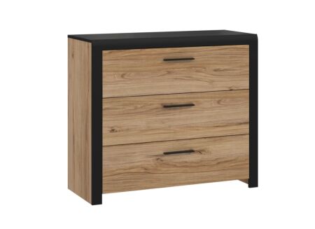 Ladekast Dalate 101x41x88,2cm - decor - kastanje eik/mat zwart