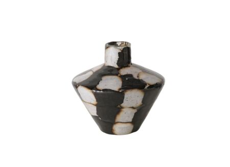 Vaas Medo H12,8cm - glas - zwart/wit