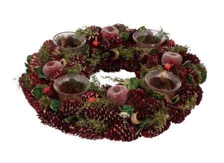 Kerstkrans rode appel Ø33x7cm