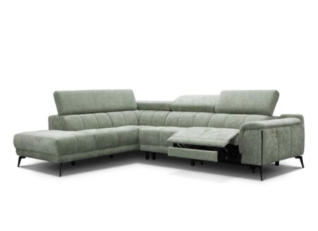 Hoeksalon Amira 228x291cm - stof - lichtgroen met relax