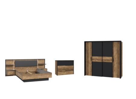 Slaapkamer Jabim met bed 180x200cm - kleerkast 209cm