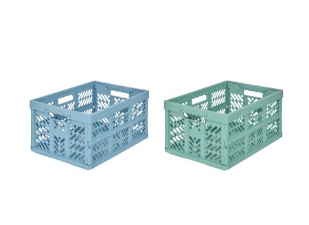 Plooibox 53x27,5x37cm - kunststof - blauw & groen Plooibox 53x27,5x37cm - kunststof - blauw & groen