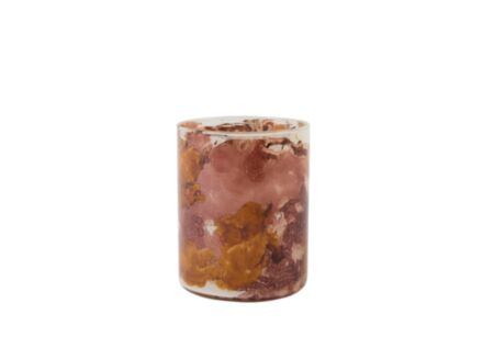 Theelichthouder Dalino H13cm - glas - donkerroze