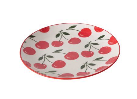Dessertbord Kers Ø18,5cm - keramiek - rood/wit