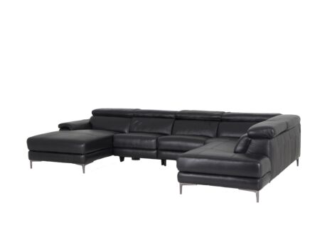 Hoeksalon Cell 370x232cm - leder - zwart met relax