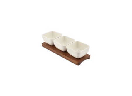 Aperoset Cucina 4-delig  25x8x6,5cm - stoneware - wit
