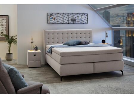 Boxspring Jessica 180x200cm stof lichtgrijs