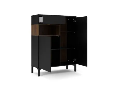 Buffet Roomers 89cm - panneau de particules - noir & noix