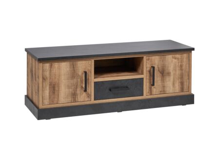 Tv-meubel 142cm - meubelplaat - bruin & zwart