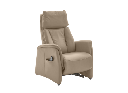 Relaxzetel EC22138  elektrisch - leder - belvita pearl met manueel verstelbare hoofdsteun