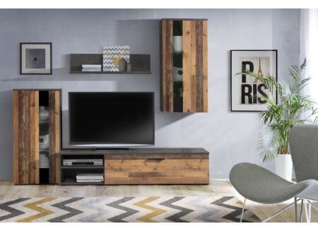 Tv-wandmeubel Arantus 213cm - meubelplaat - old wood/beton