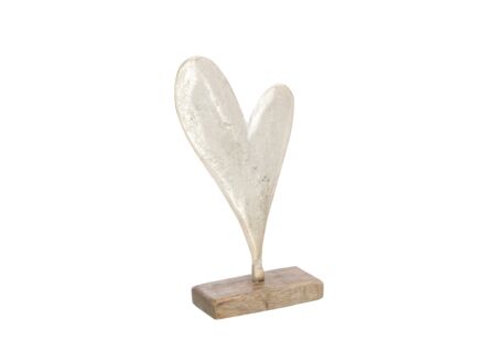 Deco Hart op voet H20cm - hout massief & aluminium - goud
