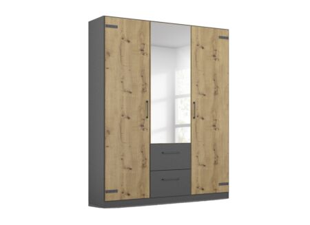Kleerkast Butte 136cm - decor - artisanale eik/grijs