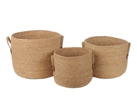 Opbergmand Brisa set van 3 - zeegras - naturel