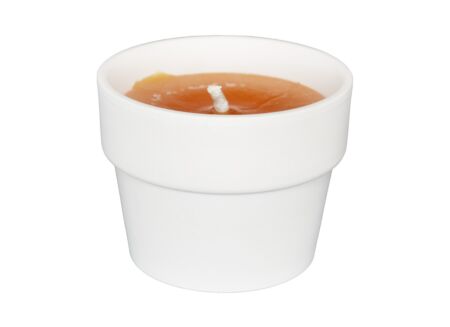 Kaars in witte terracotta pot H10cm indian summer
