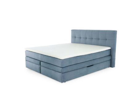 Boxspring Amy 180x200cm - stof - blauw met opbergruimte