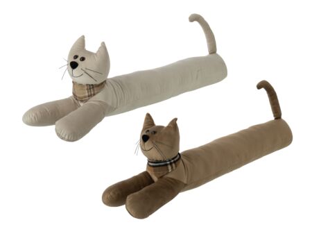 Tochtrol Kat 84cm - polyester - beige & camel