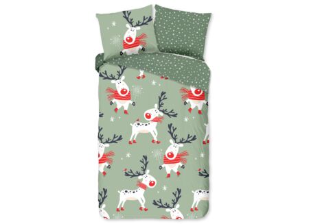 Dekbedovertrek Dinde 140x220cm - flanel - groen