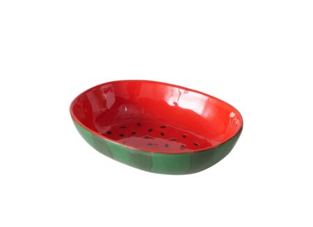 Fruitschaal Meloen 20x15,5cm - keramiek - rood/groen