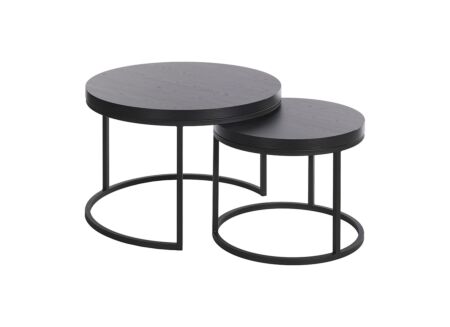 Bijzettafel SL2303  Ø76xH45,5cm/Ø56xH38,5cm - decor & metaal- nox