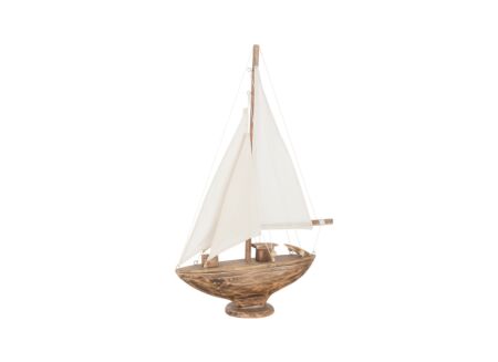 Deco Zeilboot Noa H43cm - hout massief - naturel