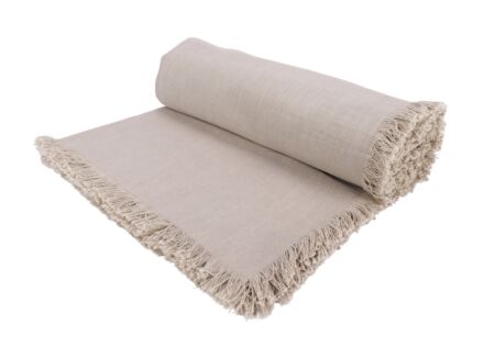 Tafelkleed Franjes 250x140cm - katoen - grijs