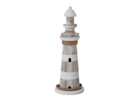 Deco Vuurturen LED Ø14x40,5cm - dennenhout - wit & beige
