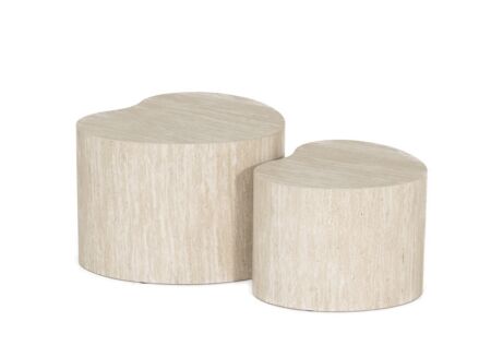Bijzettafel Coup De Coeur 48x43x32/58x55x38cm - decor - travertin look - set van 2