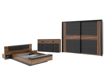 Slaapkamer Dolce met bed 180x200cm - kleerkast 281cm - commode 120cm