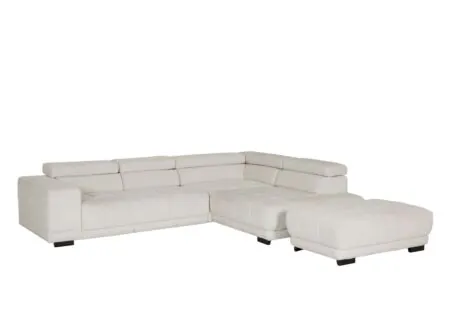 Hoeksalon Satellite-S 323x222cm - stof - naturel met poef en zitdiepteverstelling - Hoeksalon Satellite-S 323x222cm - stof - naturel met poef en zitdiepteverstelling