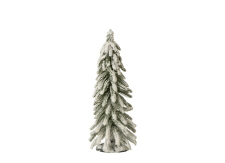 Kerstboom H32cm - kunststof - donkergroen & wit