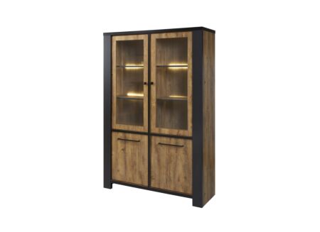 Vitrinekast Samuel 130cm - decor - denver eik/zwart