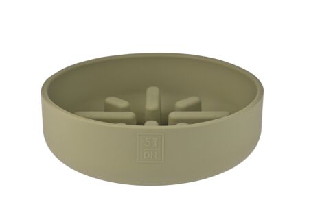 Voerbak Sili Trage voederbak 1400ml - silicoon - kaki